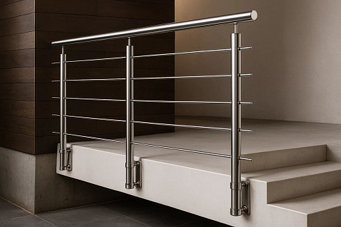 Лестничные ограждения из нержавеющей стали с 2 ригелями